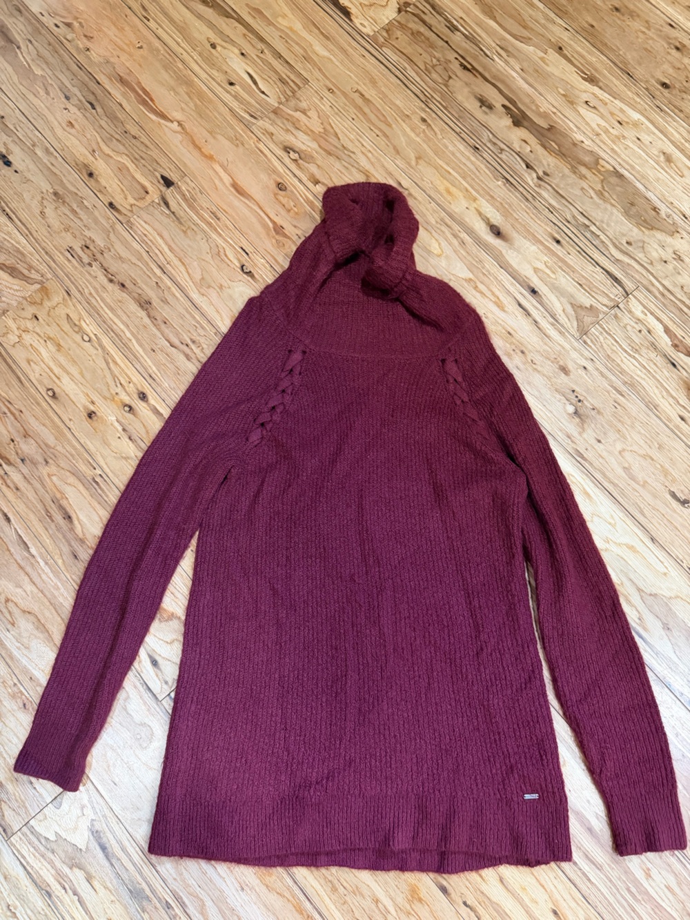 Hollister Burgundy Cowl-Neck Knit Sweater